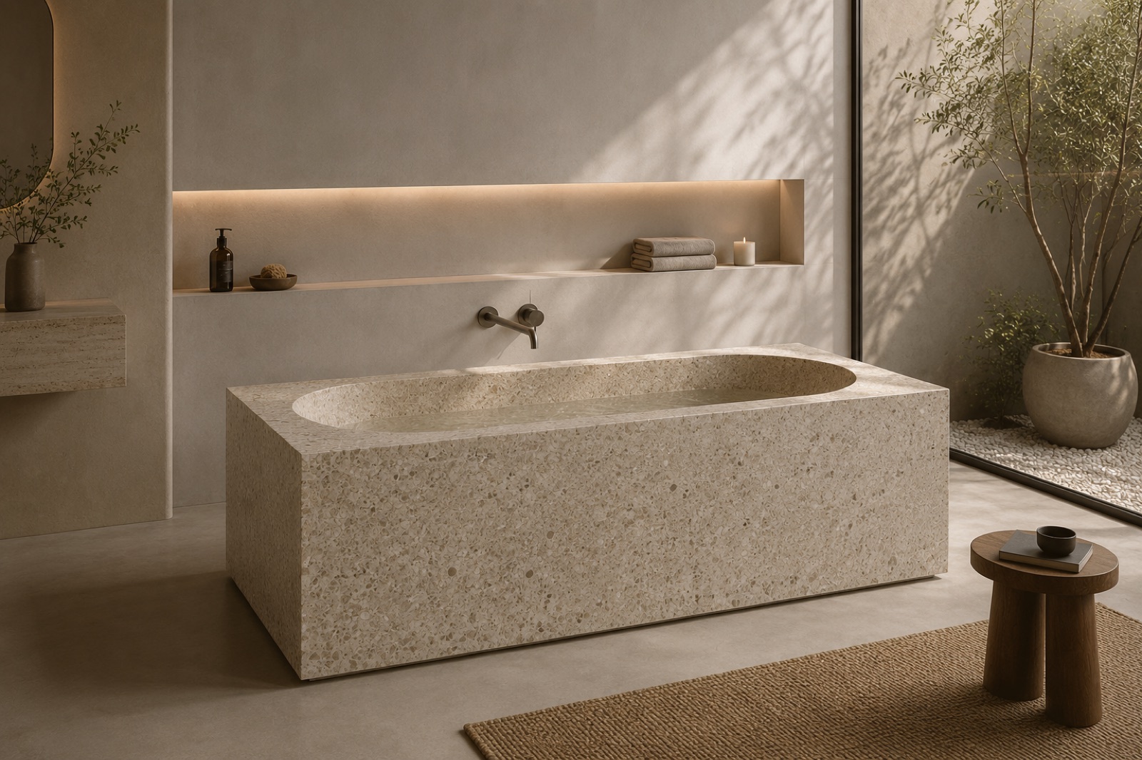 MONOLITH — tina rectangular en terrazo