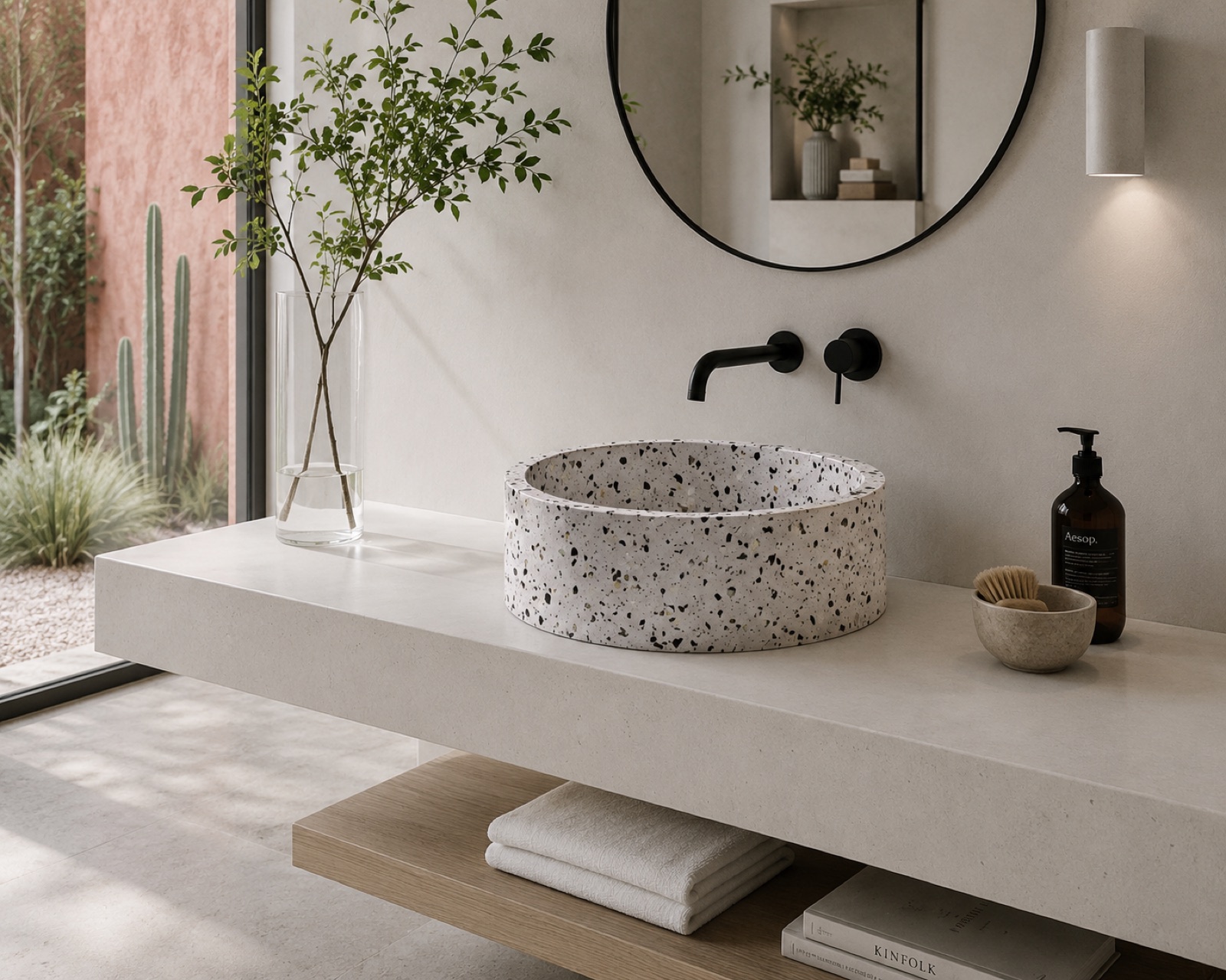 ORBE — lavabo redondo de terrazo